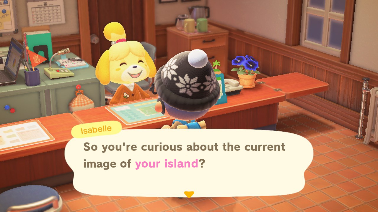 The Player talking to Isabelle